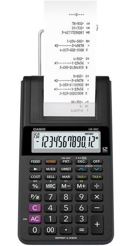 Calculadora De Mesa Bobina Bivolt Preta Hr-8rc Casio