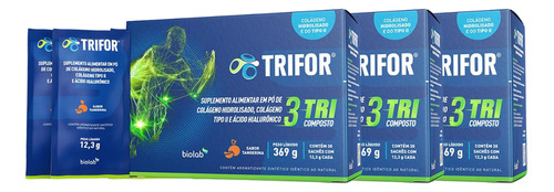 Kit 3 Trifor Suplemento Alimentar Colágeno Tangerina 30 Sach