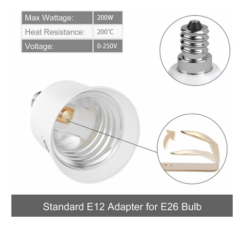 Convertidor Adaptador Socket De Bombilla E12 A Foco E26 E27