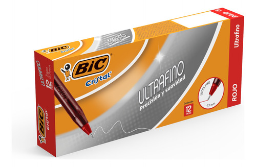 Pluma Lapicero Bic Cristal Ultra Fino 0.7 Mm Caja 12 Piezas