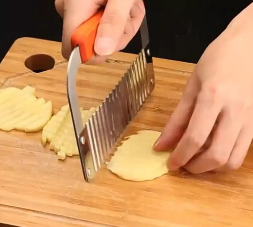 Kit De 4 Cuchillos Ondulados For Cortar Patatas, Frutas Y V