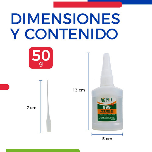 Pegamento Instantaneo Secado Rapido Electronica Metal 50g Color Transparente