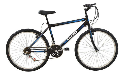 Bicicleta Polimet 17/aro 26/18 Velocidades Preto/azul Cor Preto