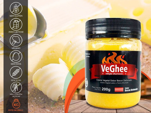 Imagem 6 de 11 de Manteiga Vegetal Veghee Sabor Bacon Defumado Sem Glúten 200g