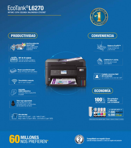 Imagen 8 de 9 de Impresora Epson L6270 Ecotank Multifuncional Adf- Boleta