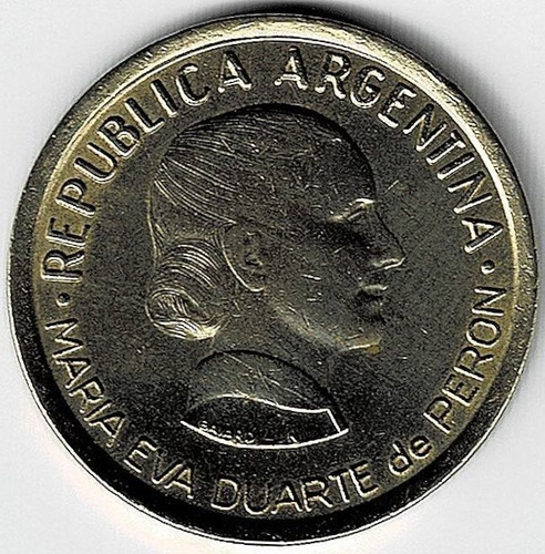 Moneda De Argentina 50 Centavos 1997 Evita Voto Femenino Xf