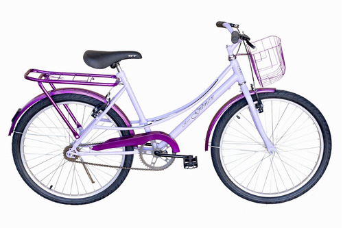 Bicicleta Aro 24 Passeio Infantil Bike Gilmex Lilás C/ Roxo