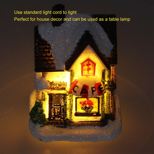 Faro De Resina Navideña Led De Casa De Pueblo Navideño