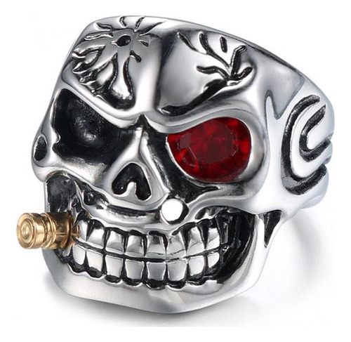 Anillo Punk Para Hombre Dominante Ojos Negros Calavera B