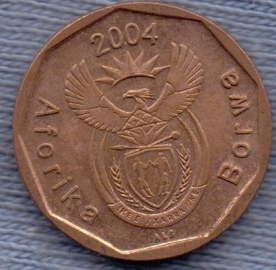 Imagen 1 de 2 de Sudafrica 10 Cent 2004 * Planta De Lirio * Escudo Nuevo *