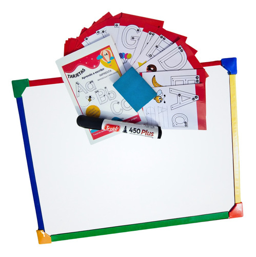 Pizarras 30 X 40 + Fibra Cartas Abecedario Aprendizaje Niños