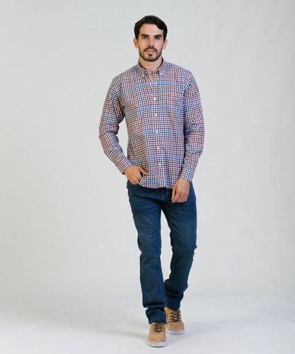 Camisa Cuadros Hombre Brooksfield Regular Fit Bolsillo 3581b