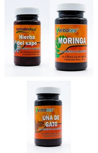 Extracto Herbal Uña Gato Moringa Del Sapo 3 Frasc Con 65c/u