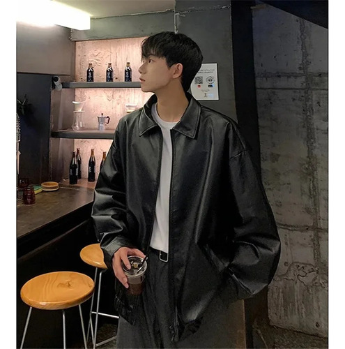 Chaqueta De Cuero Para Hombre, Chaqueta Bomber De Cuero Pu D