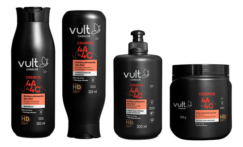 Kit Vult Cabelos Crespos Shampoo Condicionador Máscara Creme