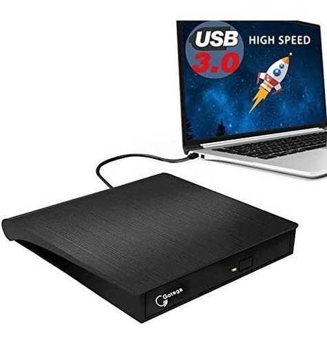 Imagen 1 de 6 de Unidad Dvd Externa, Usb 3.0 Portátil Gotega Negro