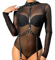 Comprar Body Arnés De Cuero Simil, Regulable, Con Portaligas Y Ligas