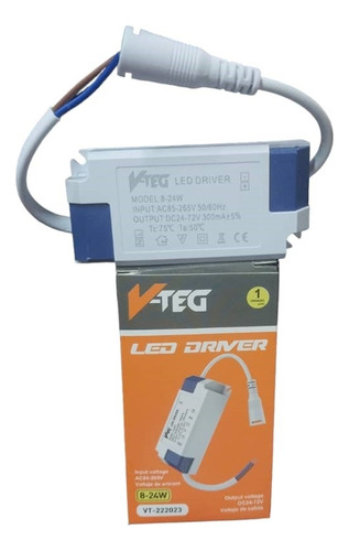 Balastro Led Driver P/lampara 8-24w 85-265v V-teg (pack X 3)