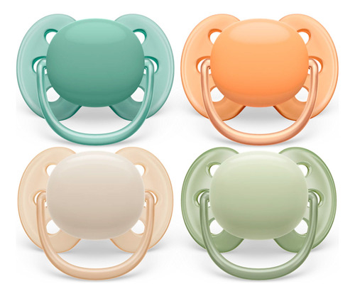 Philips Avent Ultra Soft 4 Chupones De 0-6m Verde / Naranja Período De Edad 0-6 Meses