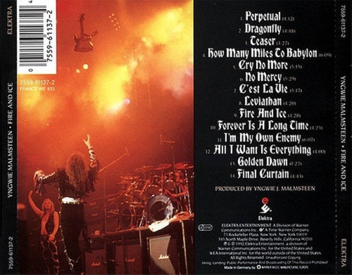 Cd de Fogo e Gelo de Yngwie Malmsteen Novo Importado