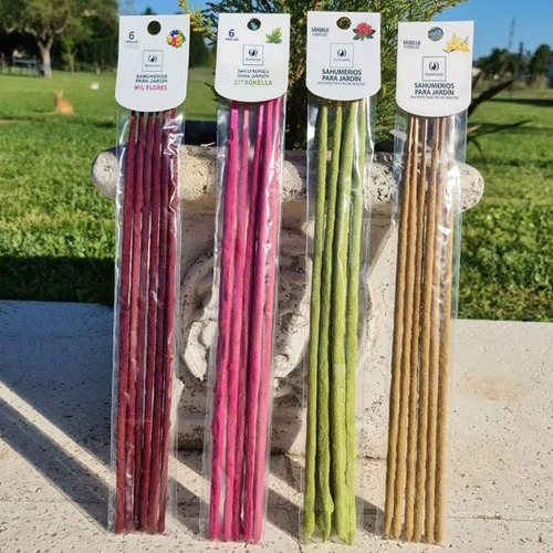 Sahumerios Largos Jardín X 6 Varillas 40cm Triple Empaste Fragancia Lavanda