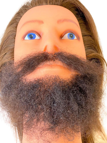 Barba Falsa Postiça Castanho Claro Cabelo Natural + Bigode