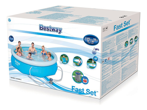 Pileta inflable redonda Bestway Fast Set 57270 de 305cm x 76cm 3638L azul