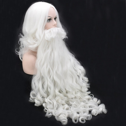 Peluca Navideña Para Cosplay, Barba De Papá Noel, Blanca, Ri