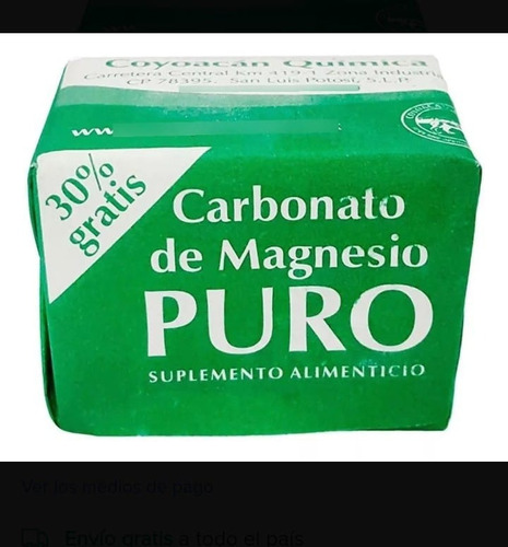 Carbonato Puro De Magnesio12 Paq De 3 Cubos C/u $1,990