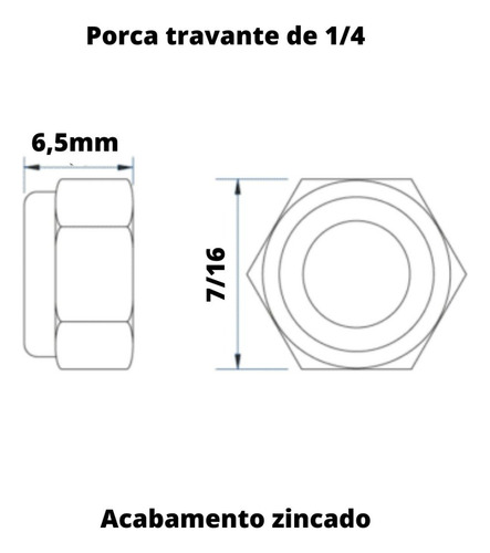 Porca Auto Travante Com Nylon Parlock Zincada M6 Com 50 Pçs