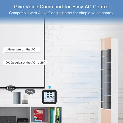 Controlador inteligente de aire acondicionado, controlador de CA  inteligente Tuya WiFi para el hogar, retroiluminación táctil LCD, sensor de