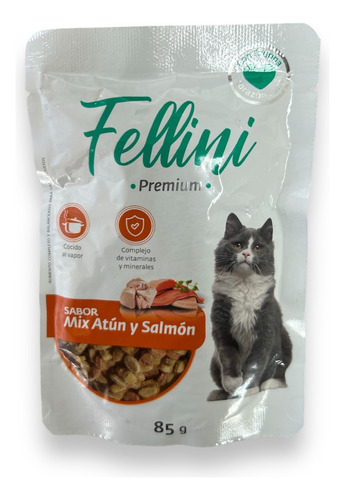 Snack Húmedo Alimento Gatos - Mix Atun Y Salmon 85gr Fellini