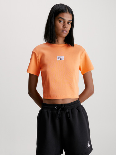 Polera Badge Rib Naranja Calvin Klein