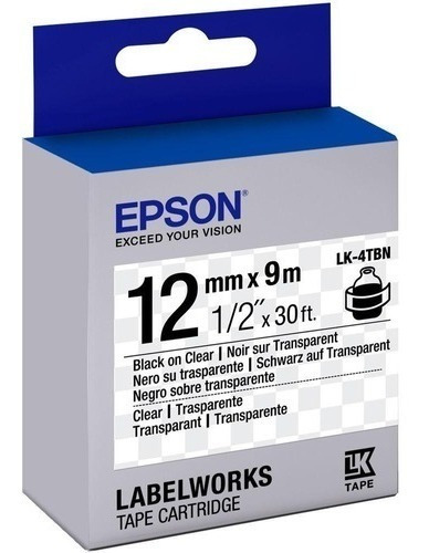 2pz Cinta Epson Lk-4tbn Negro Sobre Transparente 12mm X 9 /v
