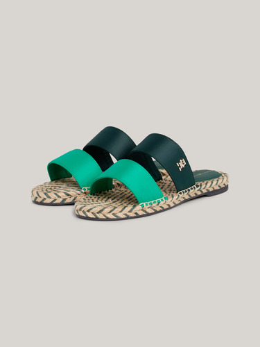 Sandalias Con Tiras De Satén Mujer Verde Tommy Hilfiger