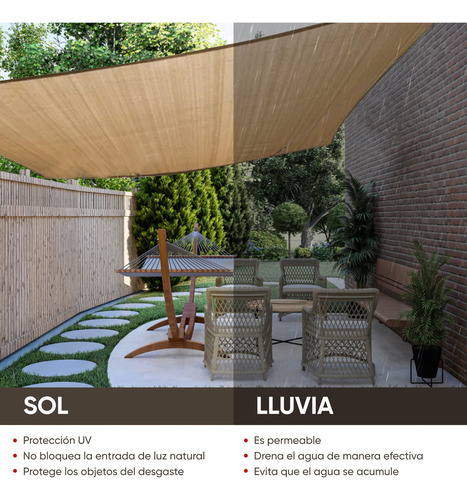 Mpq Malla Sombra Raschel 90% Esq. Ref. Y Jaretas 4x4m Beige