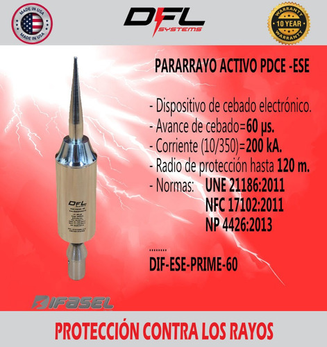 Imagen 4 de 4 de Pararrayo Activo Ionizante Pdce Ese Certificado