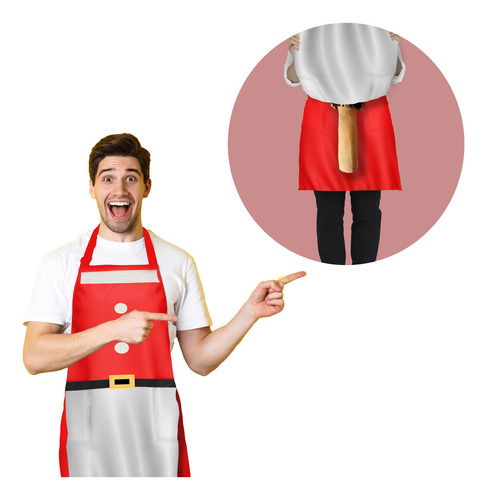 Delantal Magic Diseño Duende Con Sorpresa Color Rojo Diseño De La Tela Santa
