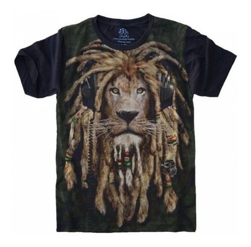 Camiseta Estilosa 3d Fullprint -  Leão Dread Lion