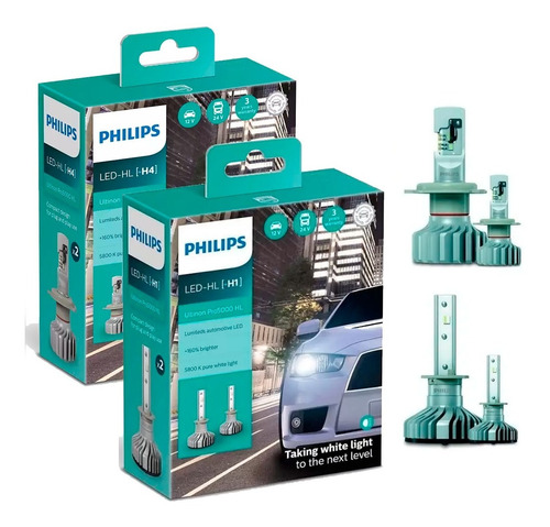 Kit Super Led Philips Ultinon Pro5000hl  H4 + H1 