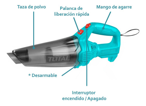 Aspiradora 0.5l 12v 7kpa Bateria Usb C+ Compresora Aire 140p