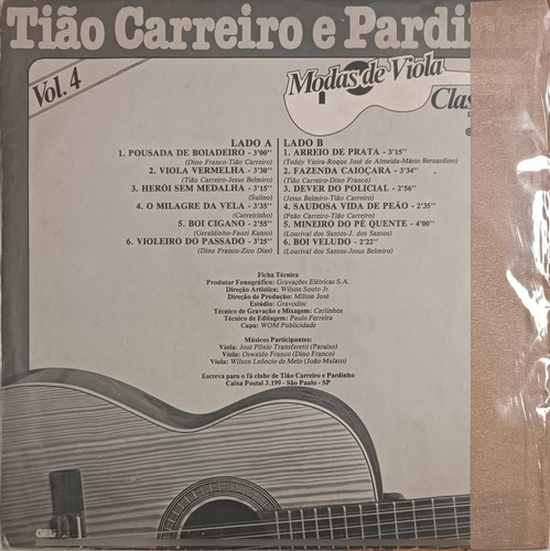 Tião Carreiro & Pardinho - Modas De Viola 4 Lp Vinil (Usado)
