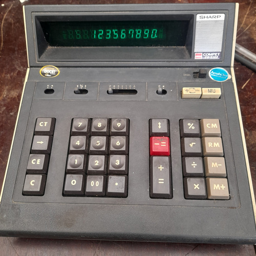 Imagem 1 de 10 de Calculadora Bancada Sharp Compet 2109 Antiga Visor Verde Fun