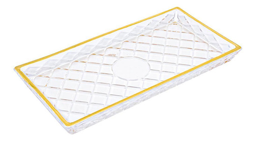 Travessa De Vidro Retangular Diamond Fio De Ouro Lyor