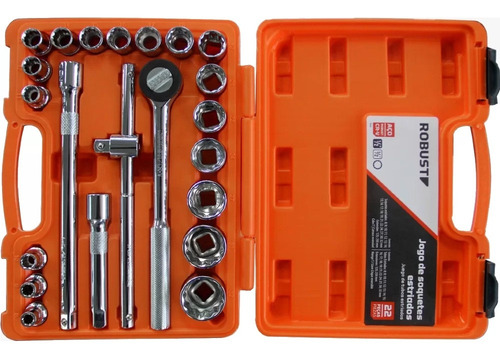 Jogo Soquete 1/2 8 À 32 Mm D26-22am 22 Peças Robust Gedore Cor Laranja