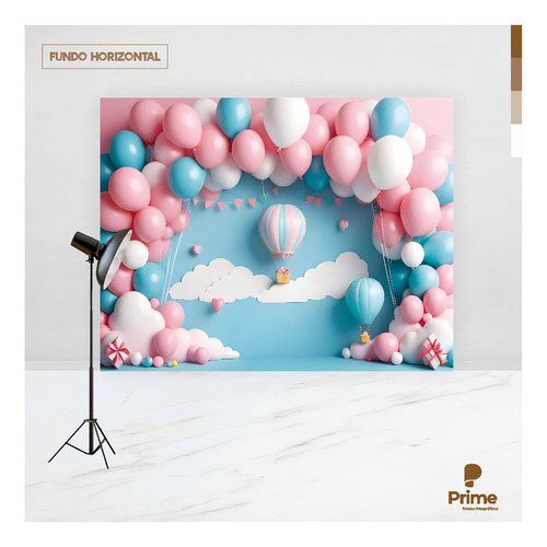 Globos de tela con fondo fotográfico, diseño estampado horizontal, 2,20 x 1,50 m, F669, color azul