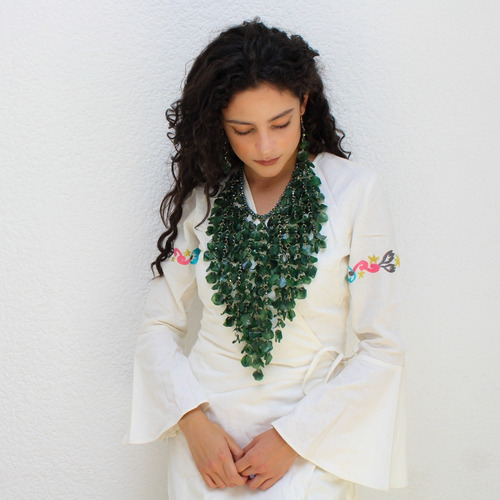 Tiskani - Collar Bonito De Escama De Pescado Artesanal Color Verde Oscuro