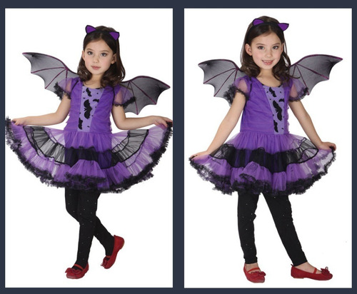 Imagem 3 de 8 de Fantasia Vampira Infantil Vampirinha Halloween C/asas E Arco