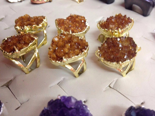Anillo, Druza Citrino, Cuarzo, Joyas