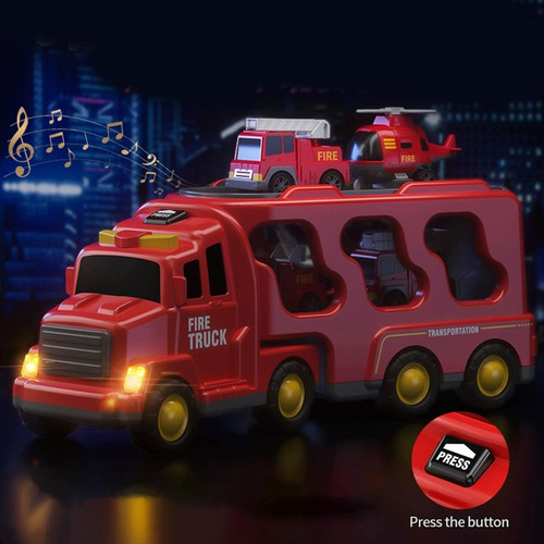 Juguete De Coche De Camión De Bomberos Con Luces Y Sonidos,